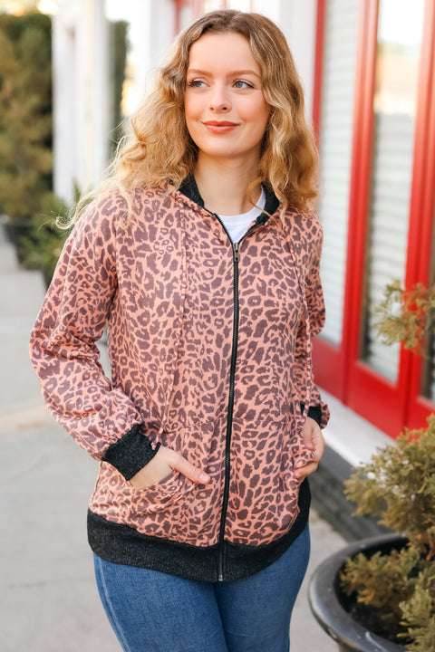 Feeling Bold Animal Print French Terry Zip Up Hoodie