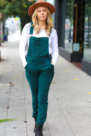 Judy Blue Feeling The Love Teal High Waist Denim Double Cuff Overalls