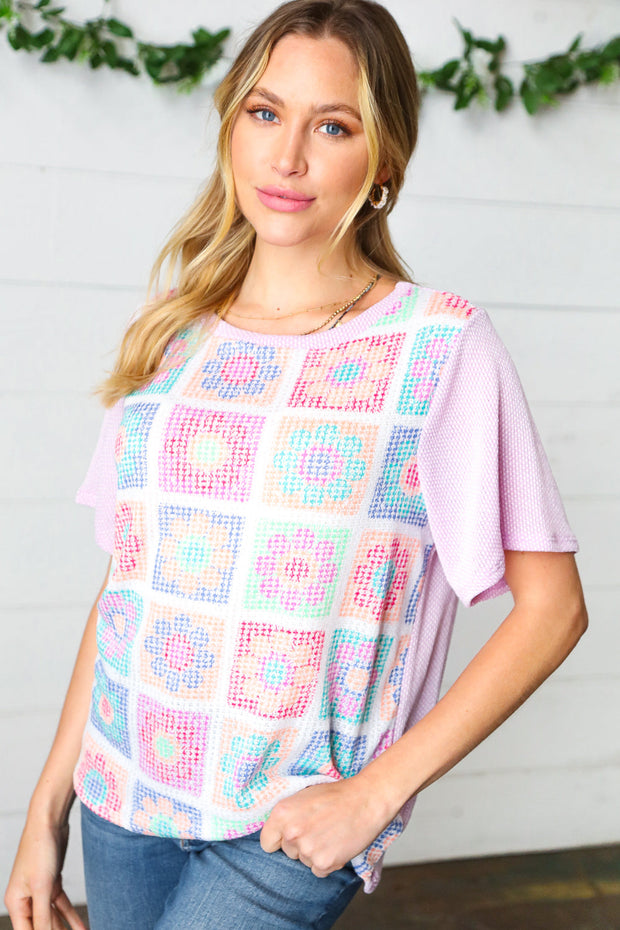 Lavender Flower Power Color Block Top