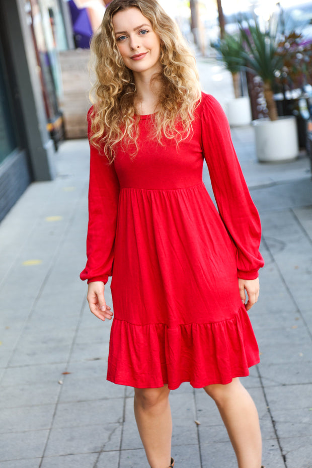 Lady In Red Hacci Fit & Flare Ruffle Dress