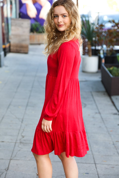 Lady In Red Hacci Fit & Flare Ruffle Dress