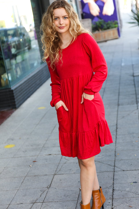 Lady In Red Hacci Fit & Flare Ruffle Dress