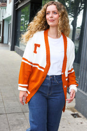 Game Day Burnt Orange "T" Embroidered Cardigan