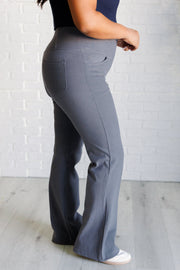 Building Habits Twill Flared Crossover Waist Pant in Titanium