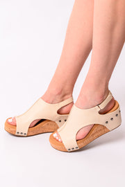 Carley Wedge Sandals in Cream