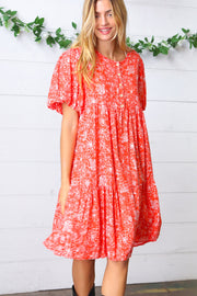 Coral Floral Button Down Midi Dress