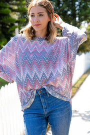 Multicolor Jacquard Chevron Slouchy Knit Top