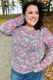 Magenta & Teal Vintage Two Tone Knit Top