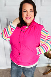 You Got This Hot Pink High Neck Quilted Puffer Vest