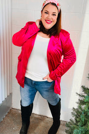 Dazzling Magenta Velvet Lapel Blazer