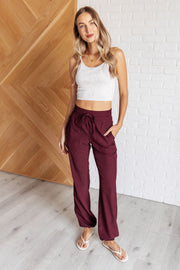 Runner's High Drawstring Joggers in Red Merlot