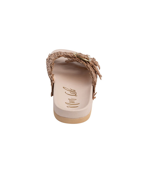 Intertwine Dual Woven Strap Slide in Champagne