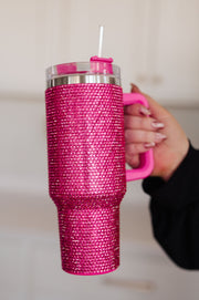 Glam Girl 40 oz Rhinestone Tumbler in Pink