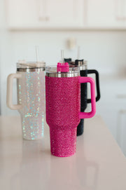 Glam Girl 40 oz Rhinestone Tumbler in Pink