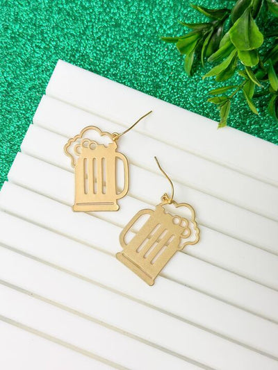 PREORDER: Gold Beer Mug Dangle Earrings