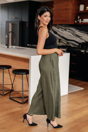 Harmony High Rise Wide Pants in Olive