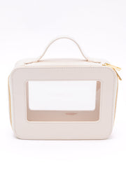 PU Leather Travel Cosmetic Case in Cream