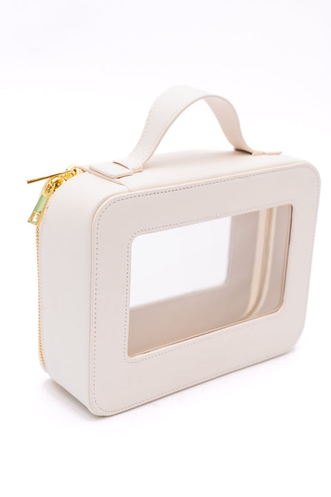 PU Leather Travel Cosmetic Case in Cream