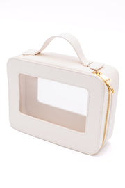 PU Leather Travel Cosmetic Case in Cream