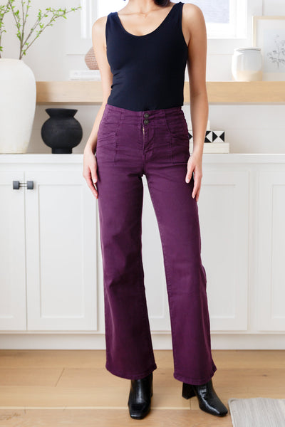 Petunia High Rise Wide Leg Jeans in Plum