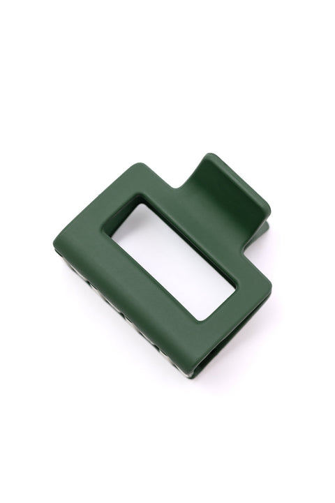 Small Square Claw Clip in Matte Army