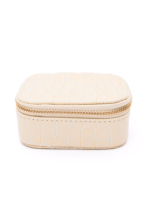 Travel Jewelry Case in Cream Snakeskin